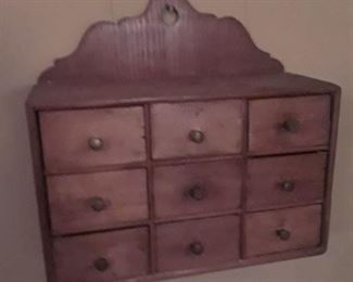 9 drawer spice chest, all hand-carved wood