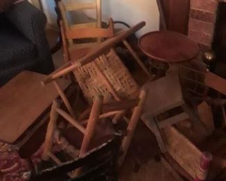 Lots of antique chairs for children