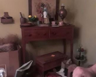 Wonderful hunt board, two-drawer, pine