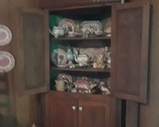 American cupboard, two door above and two below. Painted interior