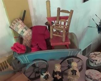 Old wagon, chairs, stockings, and more