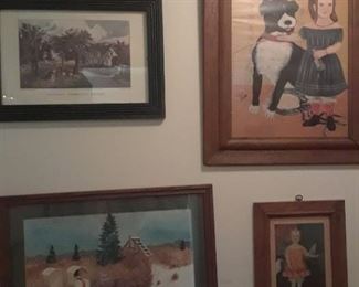 Various pieces of framed art