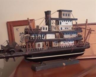 Old Mississippi paddle wheel model boat