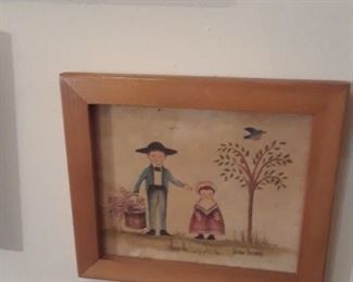 Framed primitive artwork