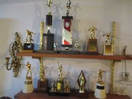Nice Assortment of Bowling and Softball Trophies, some gold plated !!