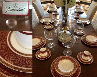 ROYAL DALTON set of 12 settings (minus 1cake plate)$2000.     BACCARAT GLASSES SEPARATE