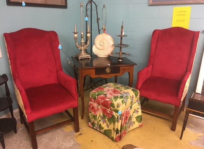 Red Wingback Chairs, etc.