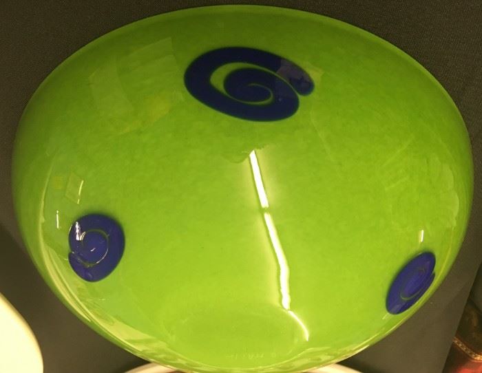 Signed S. Malik Art Glass Bowl (bottom pictured to show detail) 