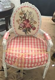 Peach Chair with Needlepoint Backing