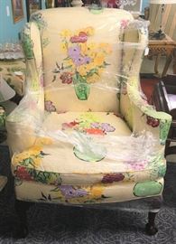 Upholstered Wing Chair in Original Wrapping