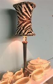 Homer Laughlin Set of Virginia Rose China and Fun Lamp 