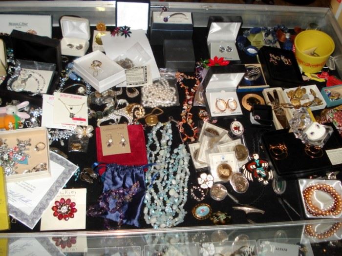 Large Amounts Of Jewelry with Sterling Pieces