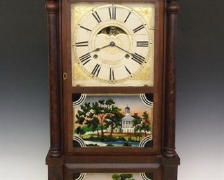 Birge & Mallory Double decker shelf clock w/strap brass movement