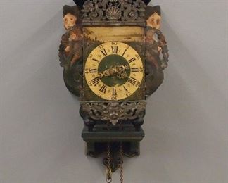 An 18th century Dutch "Stoelklok" wall clock