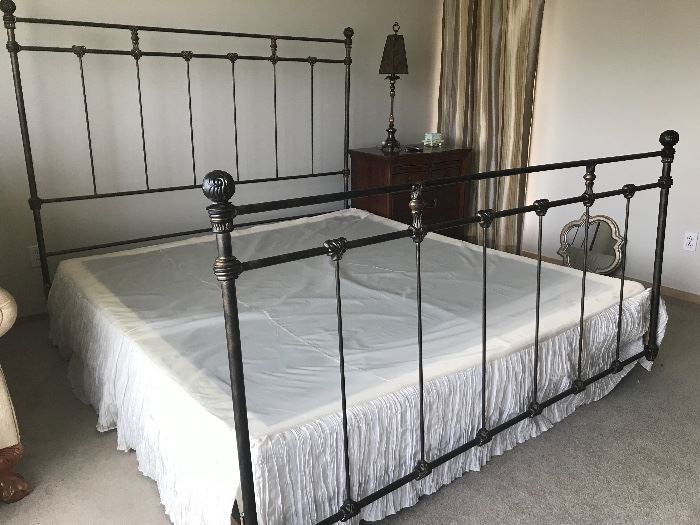 King sized iron bed frame with box spring