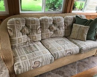 Wicker 3 seat sofa with cushions