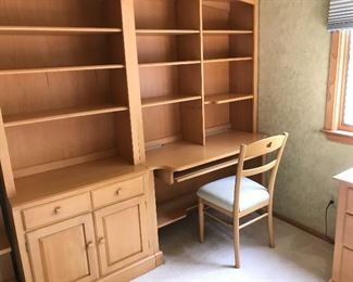 Ethan Allen desk and cabinet with shelves