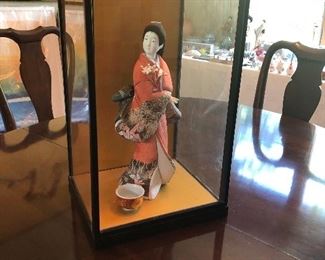 Hand Maid Doll in Glass Display Case
