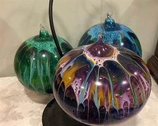 Large art glass Christmas ornaments