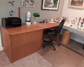 office desk with two lateral files