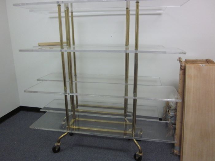 Brass & Acrylic Rolling Etagere's