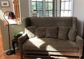 Banquette, Floor Lamp, Stacking Tables