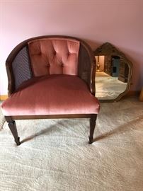 ACCENT BEDROOM CHAIR AND ANTIQUE MIRROR