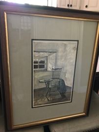 FRAMED VINTAGE PRINT, - "EARLY OCTOBER", BY A. WYETH