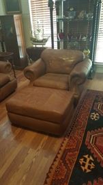 GENUINE LEATHER COUNTRY WESTERN SOFA/ARMCHAIR/OTTOMAN SET WITH EMBOSSED EXOTIC   ALLIGATOR ACCENTS