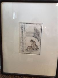Early Japanese hand colored print, circa 17th century