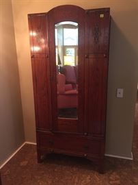 Mission Style armoire with beveled mirror