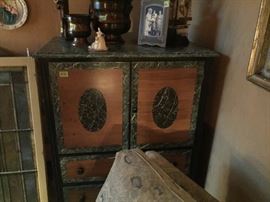 Faux painted double door dresser