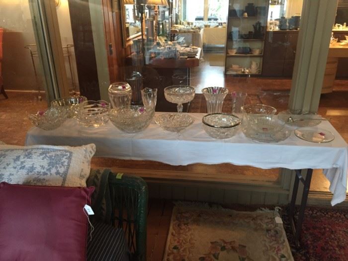 Beautiful crystal bowls, vases, centerpiece bowls, plates, etc.