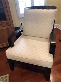 Cream and beige arm chair (29"W 30"D 36"H) - $95