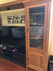 Bush Furniture entertainment center, oak finish, two towers with cross piece (Each tower 26"W 22"D 72"H - 75"H w/cross piece) - $125