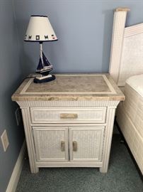-- Southern Lifestyles Beachy whitewashed (with solid surface tops & trim) bedroom suite - $665- Including: 
Queen headboard (66"W)
7-Drawer dresser w/mirror (63"W 18"D 31-1/2"H) 
Night table w/drawer & storage (26"W 18"D 26"H)
-- Sold separately - Q Serta Heiress mattress & box spring - $150