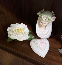 Cybis "Condesa Rose", "Madonna Angelica", "Thinking of You" heart box