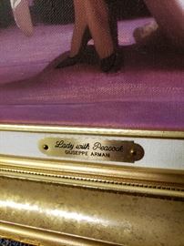 Giuseppe Armani "Lady with Peacock" Artist Proof framed artwork - with Certificate of Authenticty and box