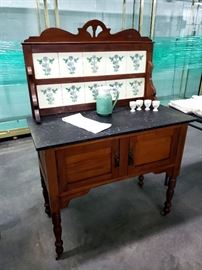 Antique tiled wash stand