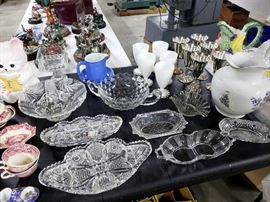 Beautiful cut glass, silverplate goblets, vintage pitchers