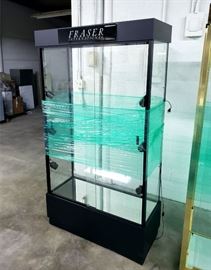 Really nice lighted showcase with glass shelves - each shelf has spotlights
