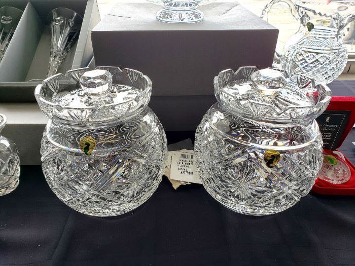 1999 Waterford Society "Samuel Miller" biscuit barrels - signed by Jim O'Leary (2 of these)
