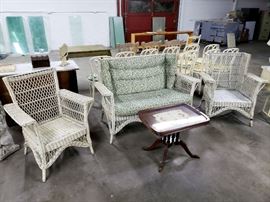 Vintage wicker loveseat, armchairs