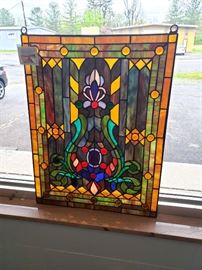 Stained glass window hanging