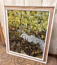 Mid-century modern original painting of the Tower Bridge / London - signed Francis