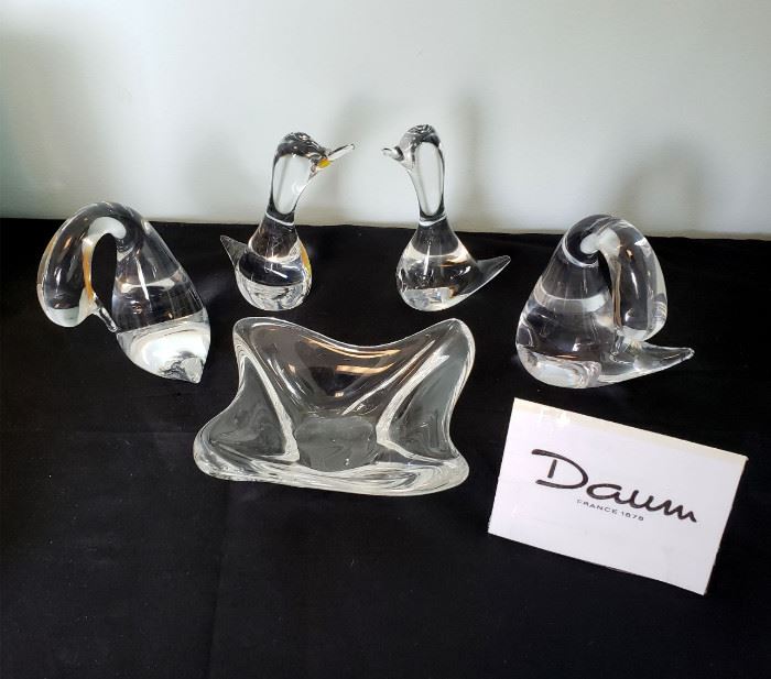 Daum crystal from France - birds and small bowl