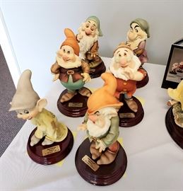 Giuseppe Armani - 6 of the Dwarfs from Disney's Snow White - Doc, Dopey, Grumpy, Happy, Sleepy, Sneezy. All hand signed by Giuseppe Armani