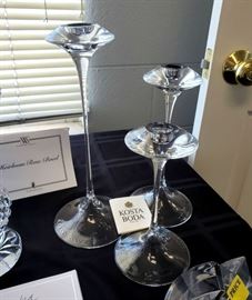 Kosta Boda "Fanfare" candlesticks - set of 3 - designed by Kjell Engman - includes original boxes
