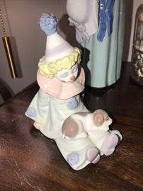 LLADRO DOG & CLOWN GLAZED PORCELAIN FIGURINE 