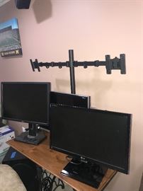 DUAL MONITOR STAND, ADJUSTABLE TWO ARM